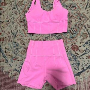 Aerie offline pink shorts set